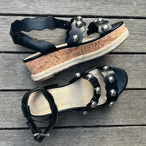 Marc Fisher studded black wedge sandals, 6M
